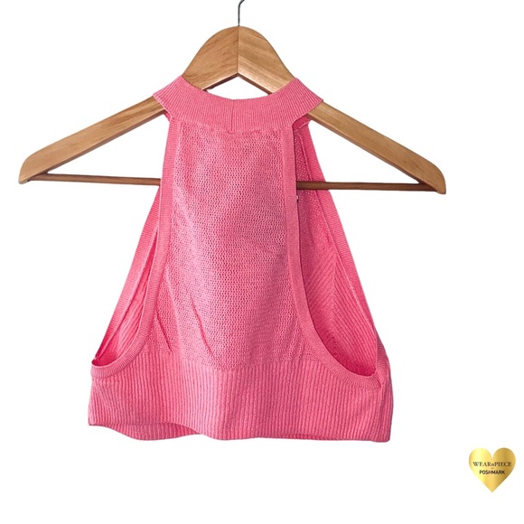 ZARA Pink Mesh Knit Stretch Halter Crop Top - Picture 3 of 14